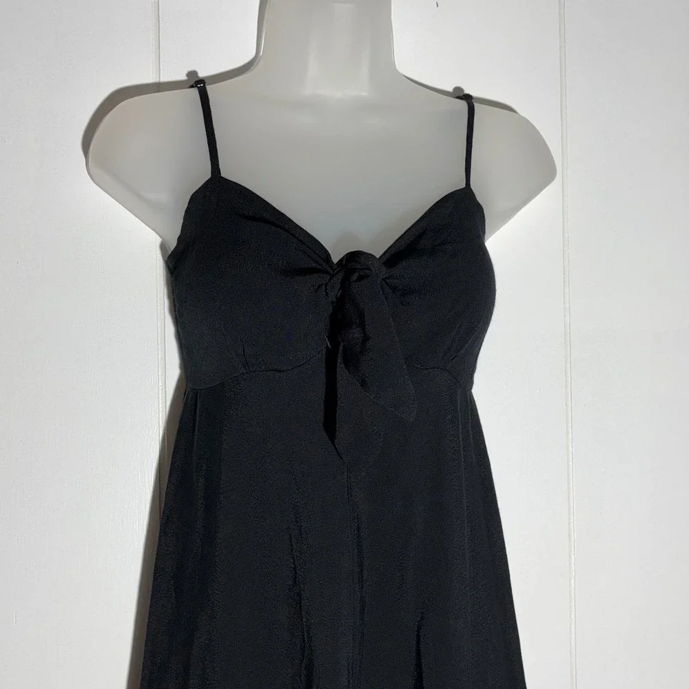 Olivaceous Black Tie Front Keyhole Maxi Dress Sz Small Coastal Vacation Travel